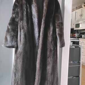 Long Brown Women's Fur Coat